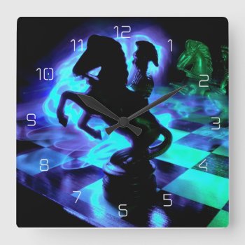 Knight Moves Square Wall Clock by iiphotoArt at Zazzle