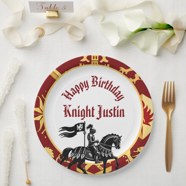 Knight of the Kings Court Medieval Birthday Paper Plates (Wedding)