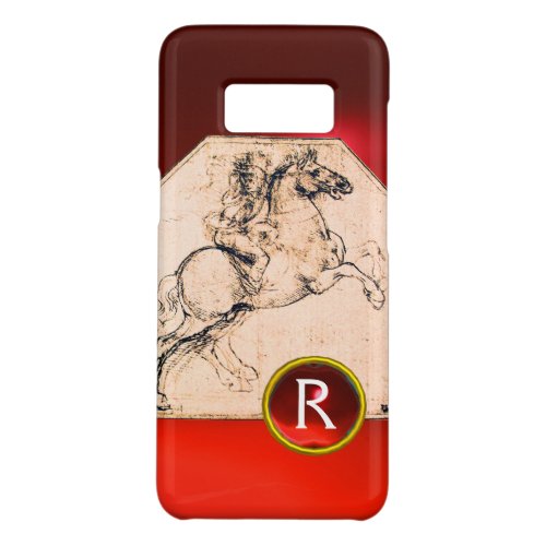 Knight on a Rearing Horse Red Ruby Gem Monogram Case_Mate Samsung Galaxy S8 Case