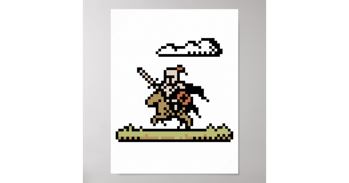 Knight On Horseback 8-Bit Pixel Art Poster | Zazzle