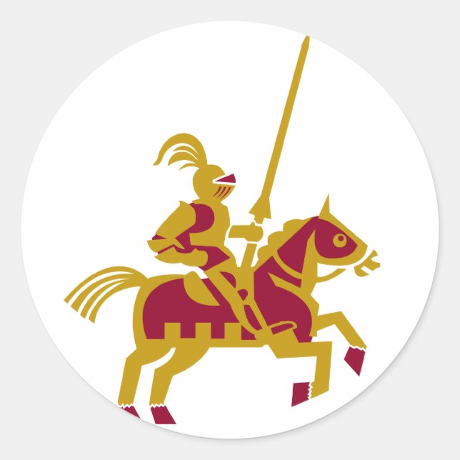 Knight On Horseback Classic Round Sticker (Front)