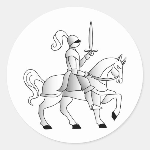 Knight On Horseback Classic Round Sticker