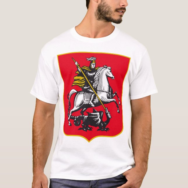 Knight on horseback killing the dragon T-Shirt (Front)