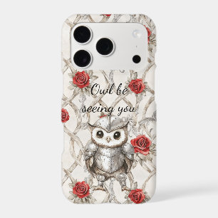 Knight Owl in Shining Armor Red Roses Seeing You iPhone 17 Pro Case