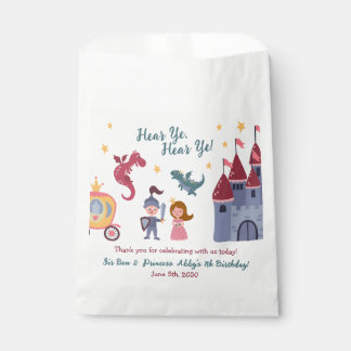 Knight & Princess, Dragon, Castle Birthday Party Favor Bag