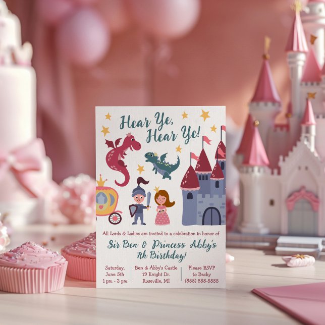Knight & Princess, Dragon, Castle Birthday Party Invitation (Creator Uploaded)