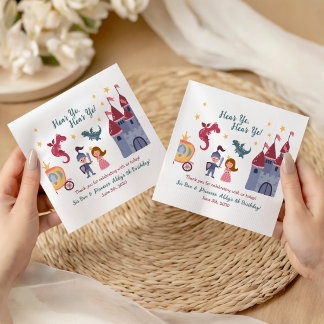 Knight & Princess, Dragon, Castle Birthday Party Napkins