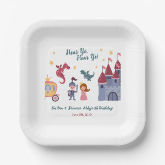 Knight & Princess, Dragon, Castle Birthday Party Paper Plates