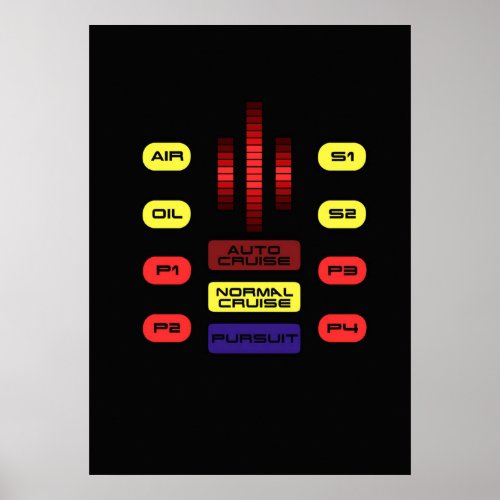 Knight Rider KITT Car Dashboard Graphic Poster