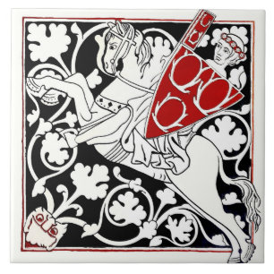 Knight riding Horse Medieval Antique Vintage Ceramic Tile