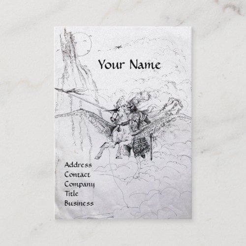KNIGHT RIDING ON PEGASUS MONOGRAM pearl paper Business Card