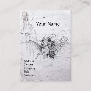 KNIGHT RIDING ON PEGASUS MONOGRAM silver platinum Business Card