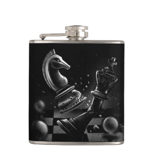 Knight’s Victory – Dramatic Chess Artwork  Flask