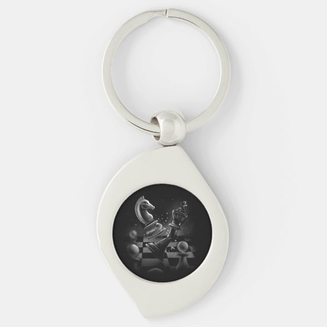 Knight’s Victory – Dramatic Chess Artwork  Keychain (Front)