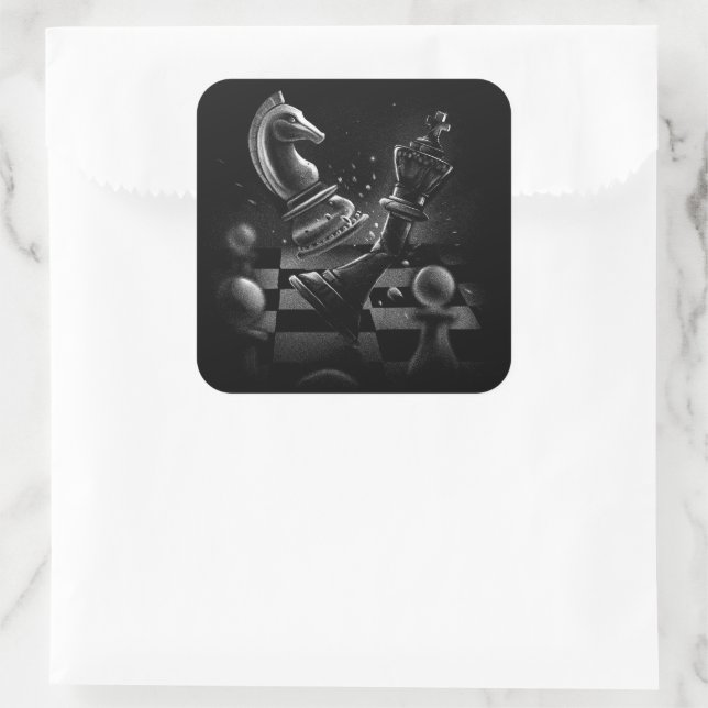 Knight’s Victory – Dramatic Chess Artwork  Square Sticker (Bag)