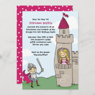 Knight Saves Princess Invitations: Brunette/Blonde Invitation