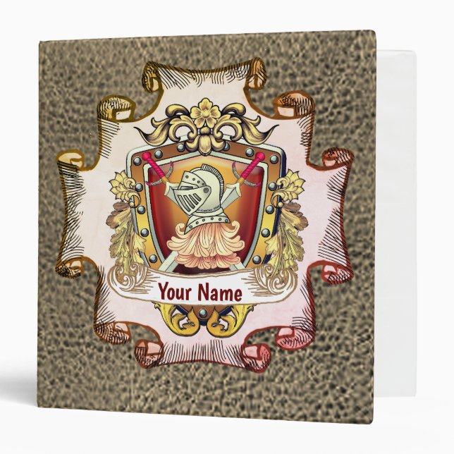 Knight Shield Surname 3 Ring Binder (Front/Inside)