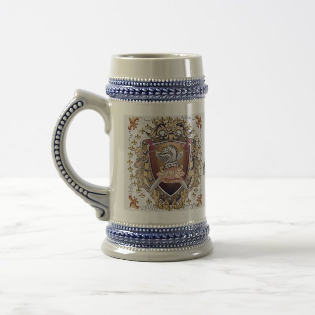 Knight Shield Surname Beer Stein (Left)