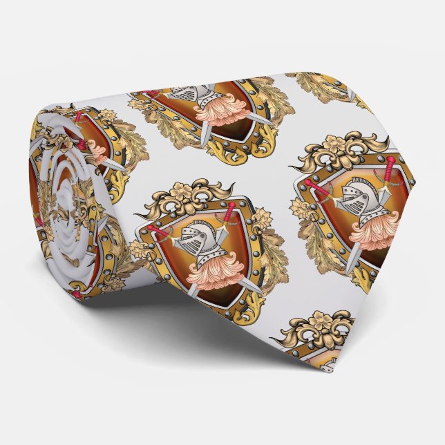 Knight Shield Surname Neck Tie (Rolled)