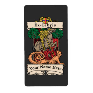 Knight Slaying Dragon Ex-Libris Template Label