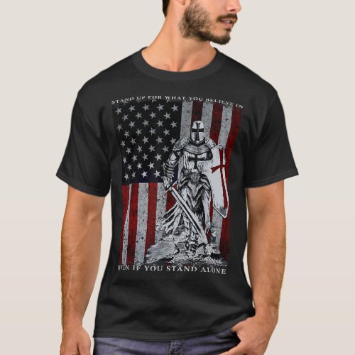 Knight Templar American Flag Crusader T_Shirt