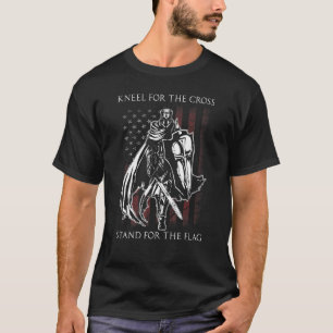 Knight Templar American Flag Crusader Warrior Ren  T-Shirt