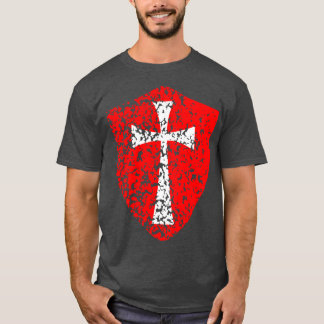 Knight Templar Crusader Distressed Red Cross T-Shirt
