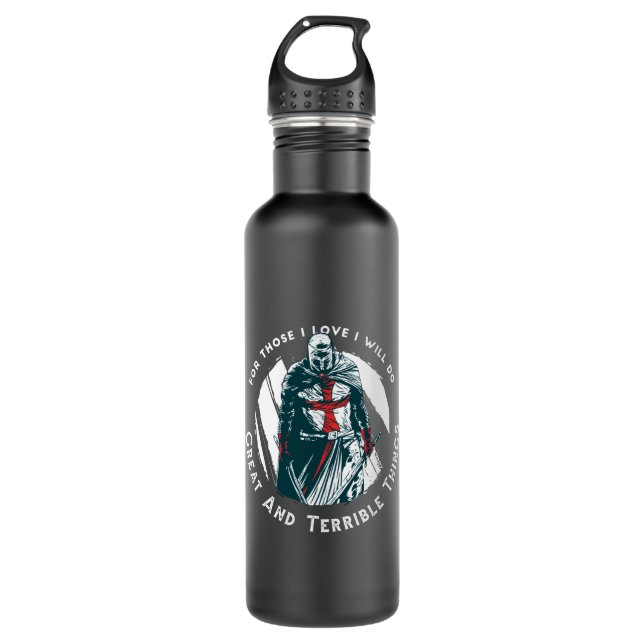 Knight templar stainless steel water bottle (Front)