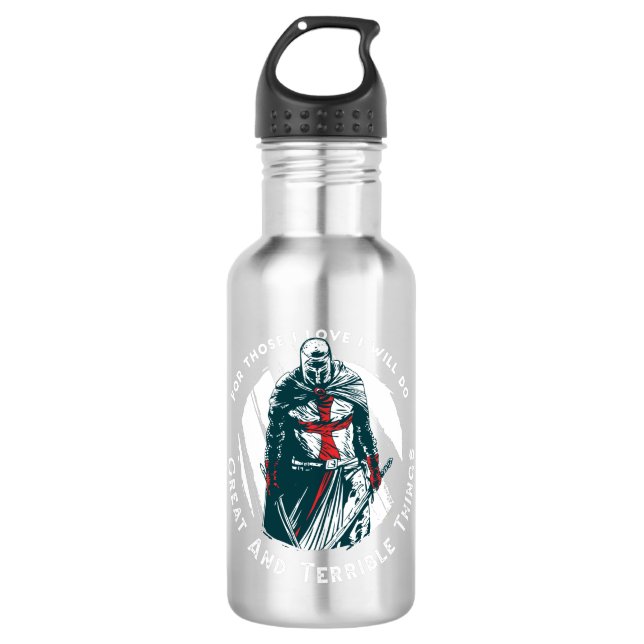 Knight templar stainless steel water bottle (Front)