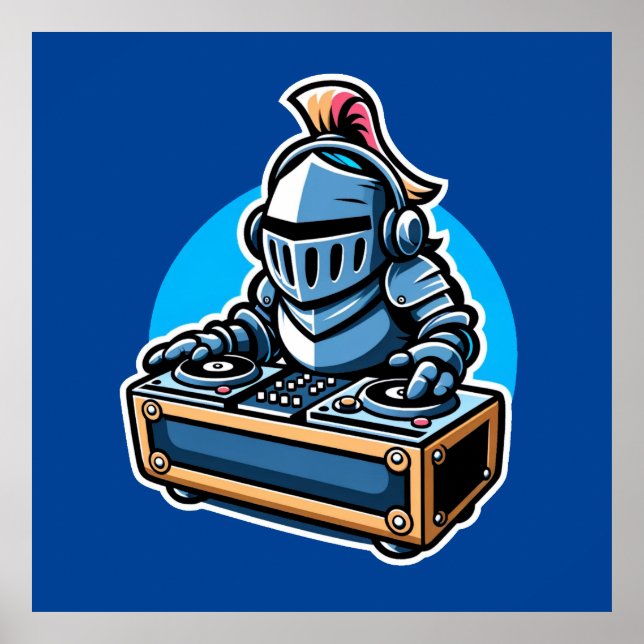 Knight Turntablist - Medieval DJ Fusion Art Poster (Front)