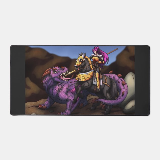 Knight Vs Dragon Desk Mat (Front)