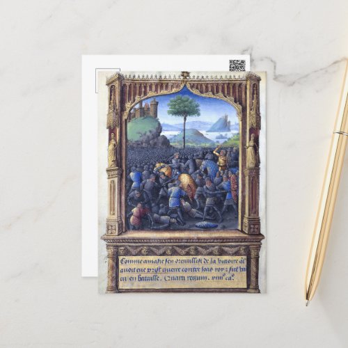 Knight Warrior Battle Medieval Manuscript Postcard