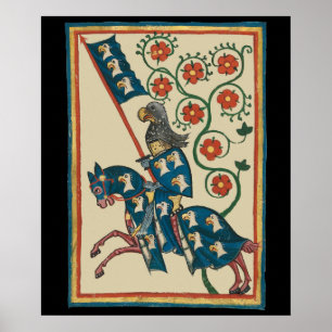 Knight With Eagle Heraldry, 14th Century Medieval Poster