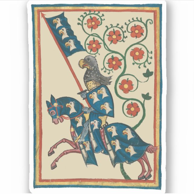 Knight With Eagle Heraldry, 14th Century Medieval Sticker (Front)