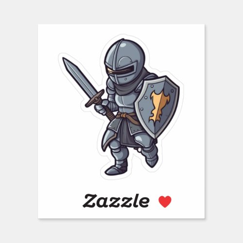 Knight with sword and shield sticker
