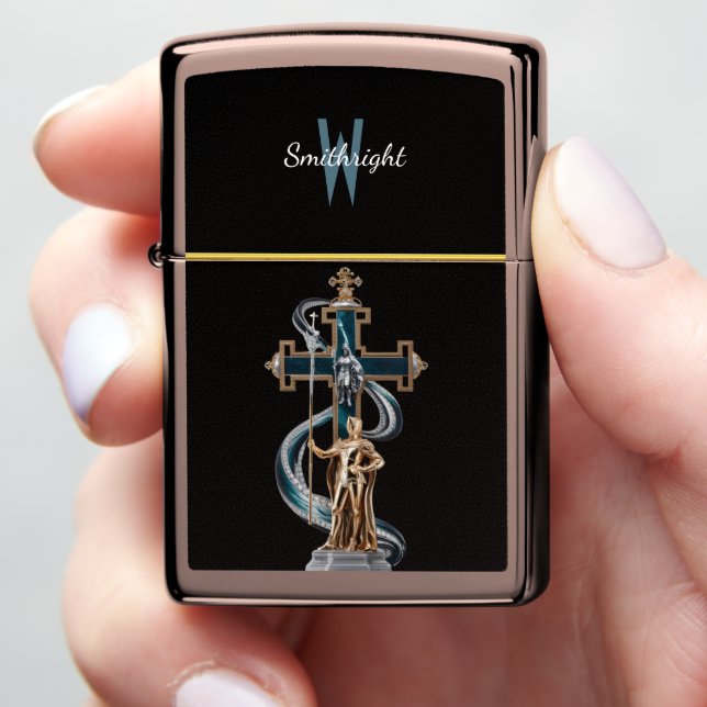 Knighted Cross: A Symbol of Chivalry Zippo Lighter (In Hand)