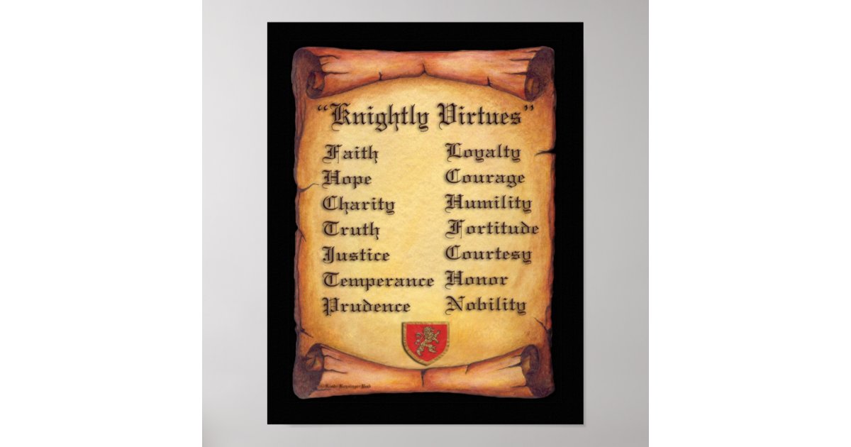 knightly-virtues-scroll-poster-zazzle