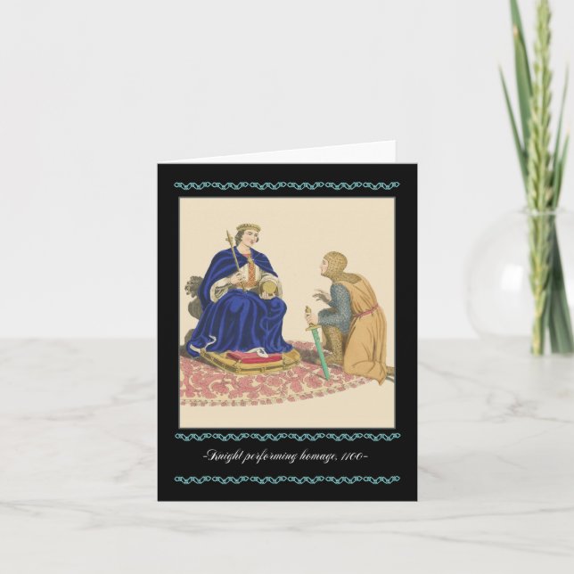 Knights and Armor Medieval Note Card, 1100 knight Card (Front)