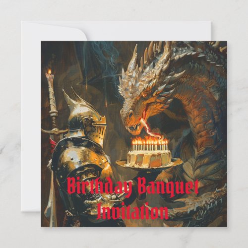 Knights and Dragon Childrens Birthday invite