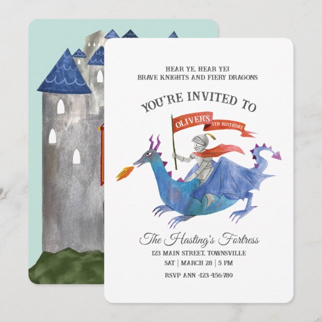 Knights and Dragons Invitation (Front/Back)