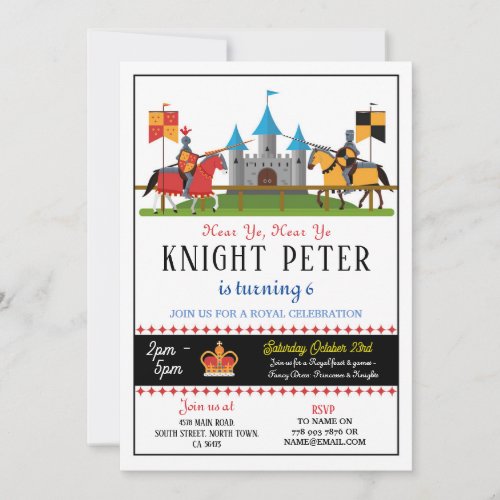 Knights Birthday Party Medieval Invite