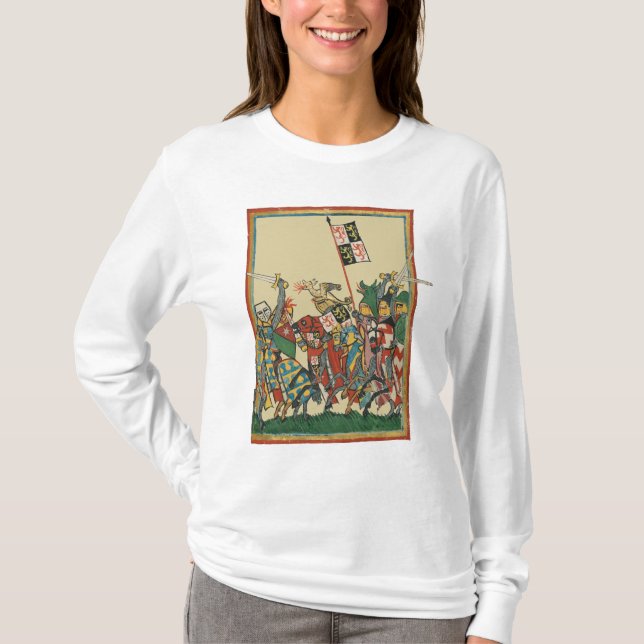Knights Charging, 14th Century Codex Manesse T-Shirt (Front)