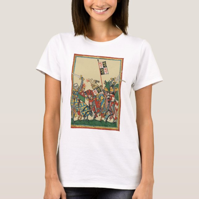 Knights Charging, 14th Century Codex Manesse T-Shirt (Front)