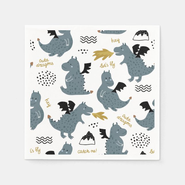 Knights & Dragons | Fairytale Birthday Party Napkins (Front)