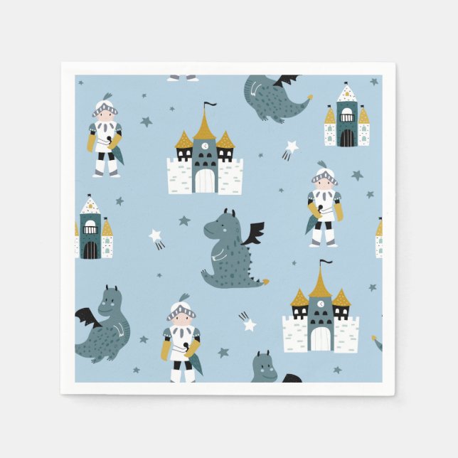 Knights & Dragons | Fairytale Birthday Party Napkins (Front)