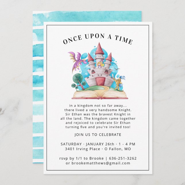 Knights & Dragons Party Invitation (Front/Back)