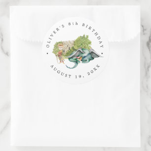 Knights & Dragons Royal Medieval Birthday Classic Round Sticker