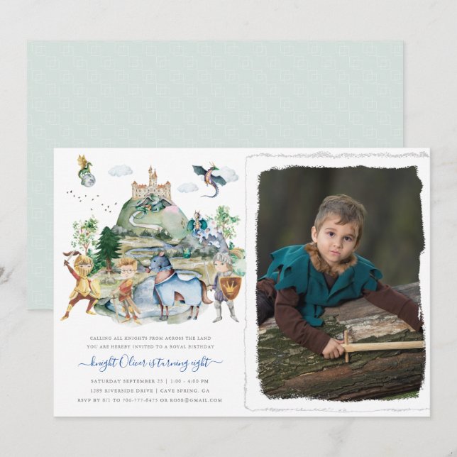 Knights & Dragons | Royal Medieval Birthday  Invitation (Front/Back)
