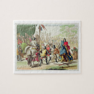 Knights Duelling on Foot in a Tournament, plate 1 Jigsaw Puzzle