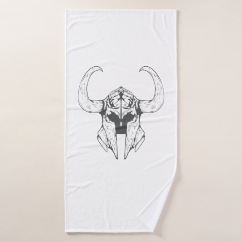 Knights Helm with horns Bath Towel